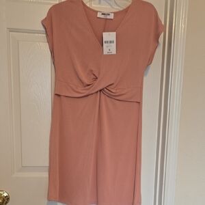 Double Zero Pink Twist-Front Mini Dress